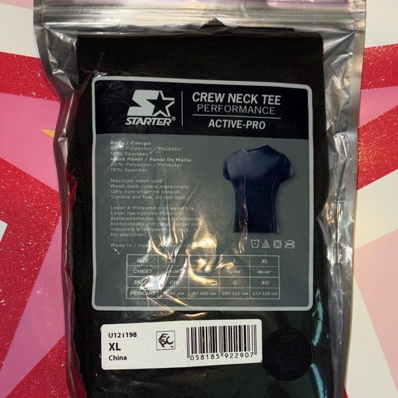 STARTER Men's Performance Black Crew Neck Tee - Picture 2 of 5